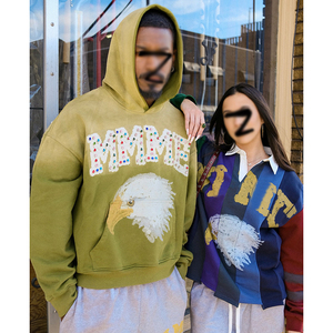 Sudaderas con Capucha <span class=keywords><strong>Ventor</strong></span> 100% Algodón con Pedrería, Sudaderas de Algodón Grueso con Efecto Desgastado por el Sol y Lavado Ácido Vintage para Hombre - Product Image 5