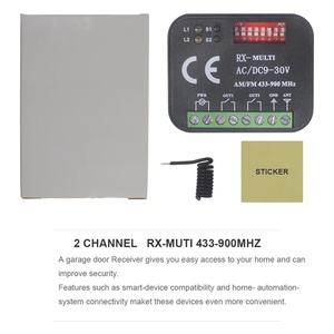 Récepteur de porte de garage RX multi-fréquence 433-900 MHz compatible avec Nice Flor-s FLO2R-S en plastique à roulement ON2 INTI2 - Product Image 4