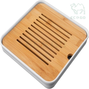 Bandeja de bambú para drenaje de cocina y baño, bandeja de servicio para mesa Kongfu, bandeja de almacenamiento de agua para té - Product Image 5