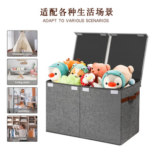 Clothing <b>Storage</b> <b>Box</b> Large Capacity Fabric Rectangular Toy Organizer Bedroom Household Stackable <b>Beige</b> Gray - Product Image 5