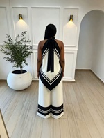 Pantalon droit rayé noir et blanc Europe/Afrique, haut court sans manches - Ensemble deux pièces pour femmes, vêtements pour femmes