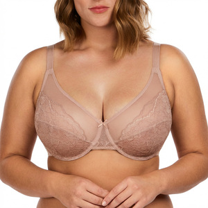 Soutien-gorge à armatures en dentelle pour femme, fermeture avant, décolleté plongeant en V profond, push-up, sans doublure, en maille, <span class=keywords><strong>grande</strong></span> <span class=keywords><strong>taille</strong></span>, lingerie pour soirée romantique - Product Image 4
