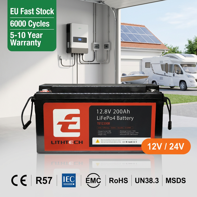 Grade a High Cycle Lithium Battery 24v 12v 200ah 100ah Prismatic Lifepo4 Battery Cells With Smart BMS Solar Battery House System