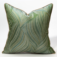 Taie d'oreiller verte moderne simple de luxe avec passepoil maison canapé salon décor housse de coussin