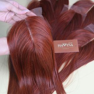Fermeture en dentelle de cheveux humains vietnamiens en gros, 4x4, couleur rouge brun auburn, cuticules alignées, épaisse et douce, prix d'usine - Product Image 5