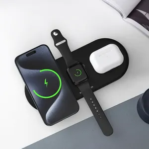 3 In 1 Magnetic Support Qi 2 Fast Charging Mobile Phone Wireless Charger Pad Custom Logo For IPhone For IWatch For Airpods