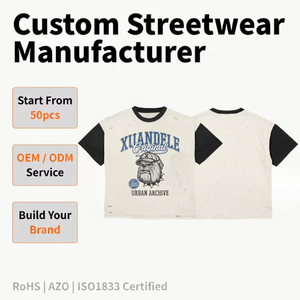 เสื้อยืดทรงบ็อกซี่ฟิตแบบครอปพิมพ์ลายดิจิตอลสไตล์วินเทจสำหรับผู้ชาย ขายส่ง เสื้อยืดผ้าคอตตอนหนานุ่มสไตล์สตรีท - Product Image 2