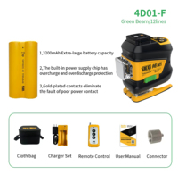 Niveaux laser industriels DEGLASERS 3x360, faisceau vert super lumineux 40mW, auto-nivelant, kit laser DIY avec batterie lithium grande capacité