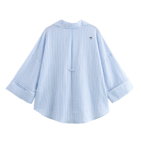 Personnalisation de la marque pour femmes été décontracté Chic hauts nouvelle mode lin mélange rayures Vintage à manches longues chemises boutonnées