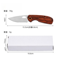 Petit couteau de poche en acier inoxydable, logo gravé au laser personnalisé, manche entièrement en bois, couteau pliant EDC, cadeau DIY, camping