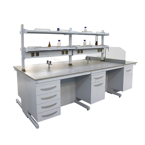 Adjustable Epoxy Resin Lab Workbenches White Computer Laboratory Instrument Tables With Power For Hospital And School Use - Product Image 2