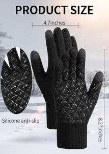 Mitaines tricotées chaudes pour hommes, style extérieur, compatibles écran tactile, avec doublure épaisse - Product Image 4
