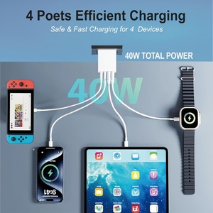 Cargador USB C Multipuerto GaN de 40W con Certificación QC3.0, 4 Puertos (2 USB-A, 2 Tipo-C PD), Resistente al Fuego, Estación de Carga Rápida, Adaptador de Corriente de Escritorio - Product Image 3