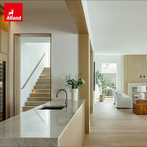 Allandcabinet Meuble de cuisine en <span class=keywords><strong>bois</strong></span> véritable avec îlot cascade et rangement en L et en U, avec hotte intégrée - Product Image 5