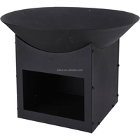 Brasero d'extérieur carré en métal avec rangement pour bûches, foyer en acier noir, brûleur à bois, poêle de jardin, chauffage de terrasse
