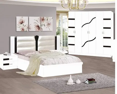 Muebles de cama baratos de MDF, juego de dormitorio moderno de 1,8 metros
