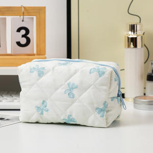 Monogramme brodé Floral maquillage sac grande capacité <span class=keywords><strong>pochette</strong></span> femmes filles voyage Portable cosmétique sacs étuis - Product Image 6