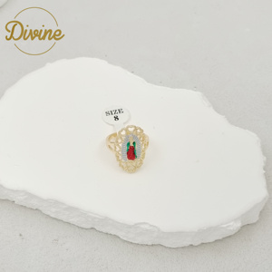 Joyería divina Nuevo estilo precio al por mayor 14K oro laminado Virgen María anillo material de latón Joyas <span class=keywords><strong>cristianas</strong></span> para mujeres - Product Image 6