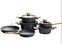 Ensemble de casseroles et poêles antiadhésives de style nordique, 10 pièces, revêtement en granit, aluminium épais, pour gaz, induction, électrique