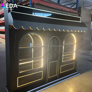 Arche de fond de scène en acrylique de style maison noire LEDA, nouvelle conception, avec bande lumineuse chaude luminescente pour la décoration de mariage - Product Image 4