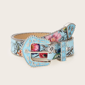Cintura da Donna alla Moda con Motivo Floreale Bohémien Retrò, Distintiva Cintura Nera in PU dal Design Subculturale per Donne - Product Image 6