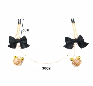 Pince à tétons réglable en alliage noir et rouge avec nœud sexy, étanche, pour jeux SM, fétichisme, flirt et taquineries, jouets sexuels pour couples - Product Image 2