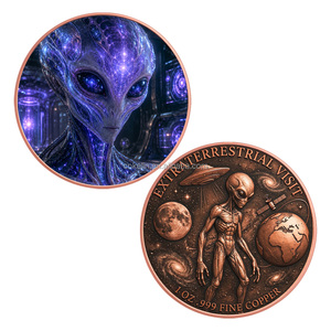 Moneta in Rame Puro .999 da 1oz, Serie Spaziale Sci-Fi con Stampa UV a Colori <span class=keywords><strong>UFO</strong></span> Alieno, Medaglia Commemorativa - Product Image 6
