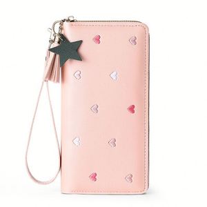 Wholesale Unisex Wristlet Clutch Bag Women's Cute Embroidered Tassel Multi Functional Card Slot Zipper Waterproof PU <b>Long</b> <b>Wallet</b> - Product Image 2