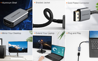 Adaptateur DP vers HDMI actif CableCreation 4K60Hz HDR DP 1.4 Mâle-Femelle en alliage d'aluminium tressé pour moniteur et projecteur