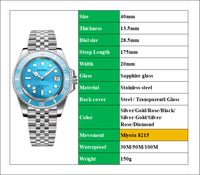 Montre-bracelet mécanique Miyota pour homme avec logo personnalisable, boîtier en acier inoxydable, aiguilles de 20 mm, verre saphir, étanche, fournisseur OEM