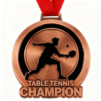 Médailles de tennis de table personnalisées de haute qualité, durables, design personnalisé, souvenir, émail, compétition, sports, ping-pong