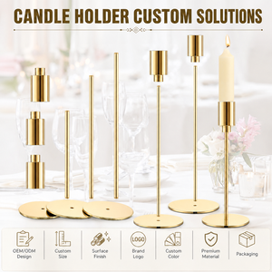 Set di Candelabri Dorati Personalizzati OEM per Matrimoni, Porta Candele Dorati per Progetti Eventistici - Product Image 1