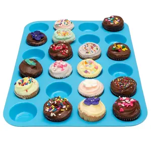 Mini moules à muffins en silicone 24 trous, pour moules à gâteaux, savon au chocolat, biscuits fondants, plateau à cupcakes, support à gâteaux, outils de cuisson