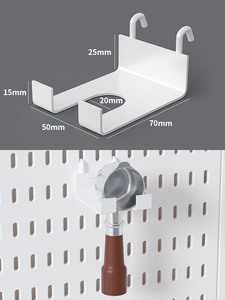 Organisateur Mural Modulaire à Panneaux Perforés Abordable, Blanc, Ensemble de 4 Panneaux Perforés et 14 Accessoires pour Organisation Murale - Product Image 4
