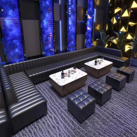 Canapé KTV en cuir synthétique moderne, bar, karaoké, boîte, salon, club de nuit, table basse en forme de coin, lumineux, personnalisable