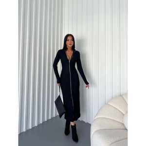 ชุดเดรสผ้าออตโตมันแบบมีซิป เนื้อผ้าปานกลาง ยืดหยุ่นได้ ผลิตจากโพลีเอสเตอร์และไนลอน - Product Image 5