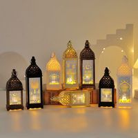 Lanterne de Ramadan rétro du Moyen-Orient, décoration de la maison, lampe à LED électrique pour l'Aïd, cadeau islamique, lanterne de Ramadan à LED musulmane