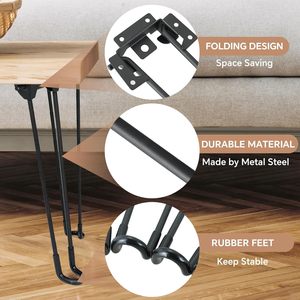 Table d'appoint portable robuste et détachable pour ordinateur portable, avec pieds pliants en forme d'épingle à cheveux - Product Image 4