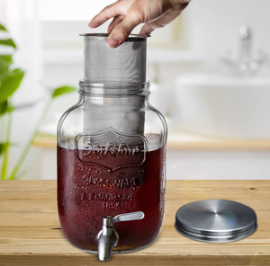 Cafetière à infusion froide et infuseur à thé en pot Mason, durable, en acier inoxydable à maille fine - Product Image 5