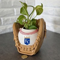 Pot de fleurs en céramique MLB avec base en forme de gant de baseball, pot à succulentes, cadeau pour la fête des pères, pour les fans de baseball, décoration de table à la maison
