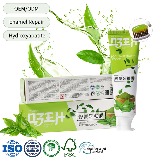 OEM Antibacterial Enamel Repair Anti Sensitive Nano Hydroxyapatite Green Tea Herbal Toothpaste Manufacturer