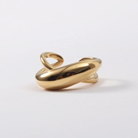 Joyería de acero inoxidable chapado en oro de 18K para mujer, anillos abiertos con domo cruzado de doble capa gruesa