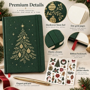 Christmas <b>Planner</b> Organizer With Gift Lists And Holiday Schedule Hardcover Fabric Cover Notebook For Seasonal Planning - Product Image 3