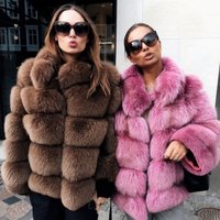 Veste d'hiver pour femme, manteau en fausse fourrure, fourrure de renard artificielle moelleuse, vêtements pour femme, manteau chaud et gonflé
