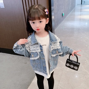 I bambini Delle Ragazze di Modo Nappa Giacche di Jeans Delle Ragazze A Maniche Lunghe Tasca Della Giacca Denim Casual Per Bambini Outwear - Product Image 1