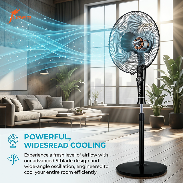 High Quality 16 Inch Standing Floor Fan ISO CertificationSupply CE CB RoHS White Cooling Fan Ventilador Portatil for Importer