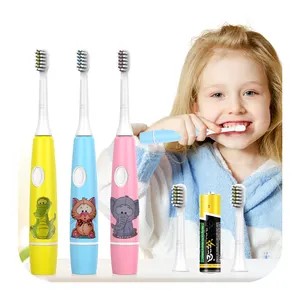 Miglior prezzo di alta qualità del bambino IPX7 impermeabile spazzolino elettrico con 2 pz sostituzione testina e AAA batteria