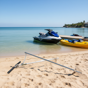 Anclaje de tornillo de barra de arena de playa de acero inoxidable 316 de 18 pulgadas, Asa extraíble, línea elástica, bolsa de transporte para Jet Ski PWC, Kayak, otros barcos - Product Image 2
