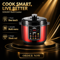 Cuisinière à pression mécanique Sokany, nouvelle, en acier inoxydable, électrique, avec cuve antiadhésive, programmable, 6L, pour usage domestique