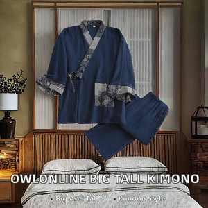 Pyjama <span class=keywords><strong>kimono</strong></span> <span class=keywords><strong>japonais</strong></span> à manches longues pour hommes grandes tailles (<span class=keywords><strong>taille</strong></span> L A) en tissu 500g - Product Image 2